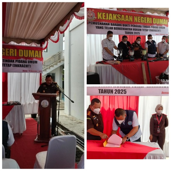 Kejaksaan Negeri Dumai Musnahkan Ratusan Gram Narkoba dan Barang Bukti Kejahatan Lainnya