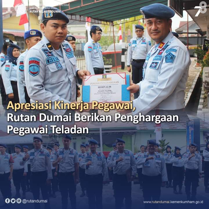 Aprisiasi Kinerja Pegawai, Rutan Dumai Berikan Penghargaan Pegawai Teladan
