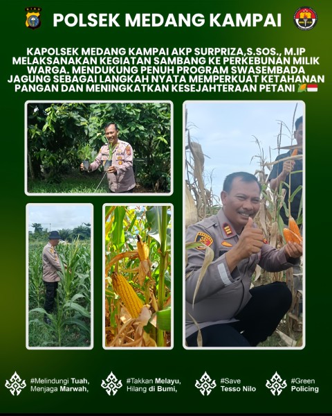 Kapolsek Medang Kampai AKP Suprizal,  S.Sos., M.IP  Sambangi Perkebuanan Warga guna Perkuat Dukungan Swasembada Jagung
