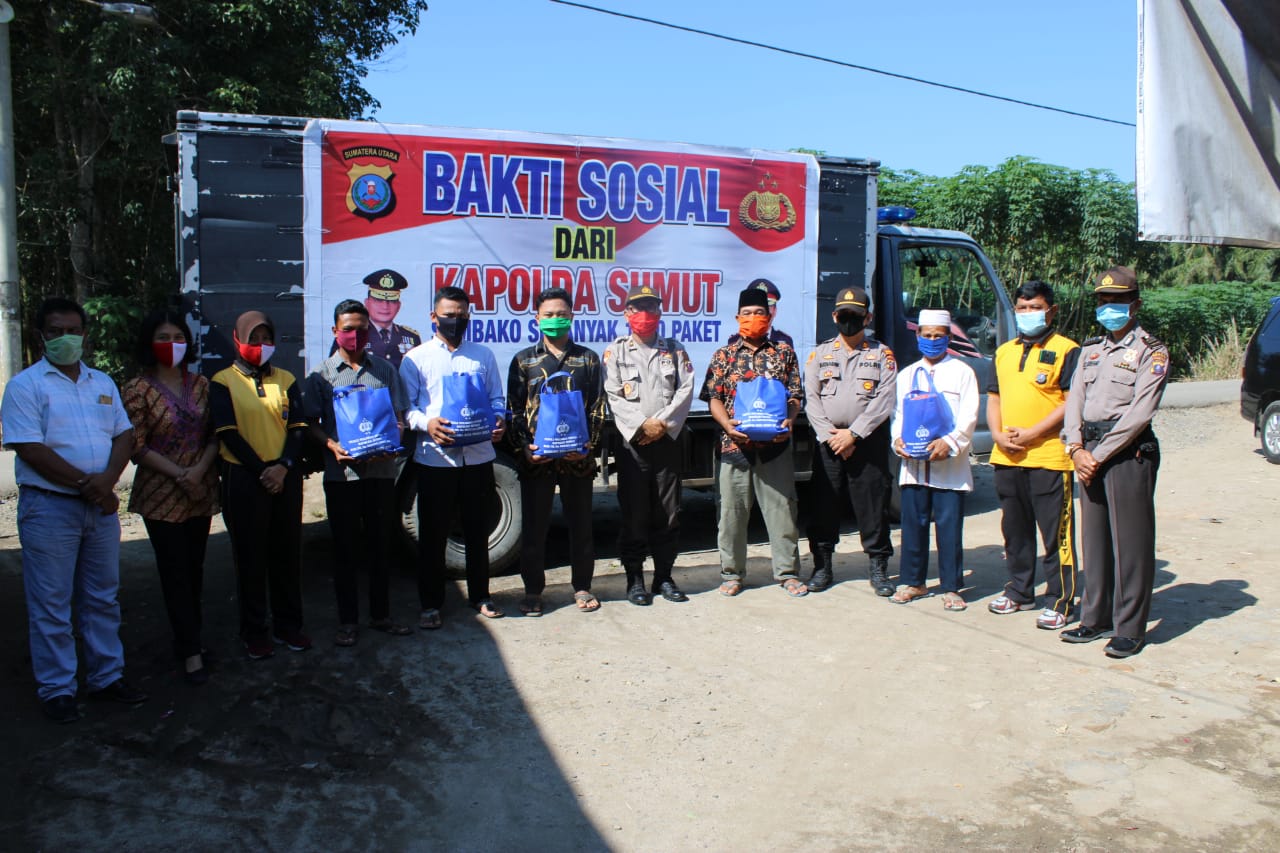Polres Sergai Gelar Bakti Sosial 150 Paket Sembako di Desa Cempedak Lobang