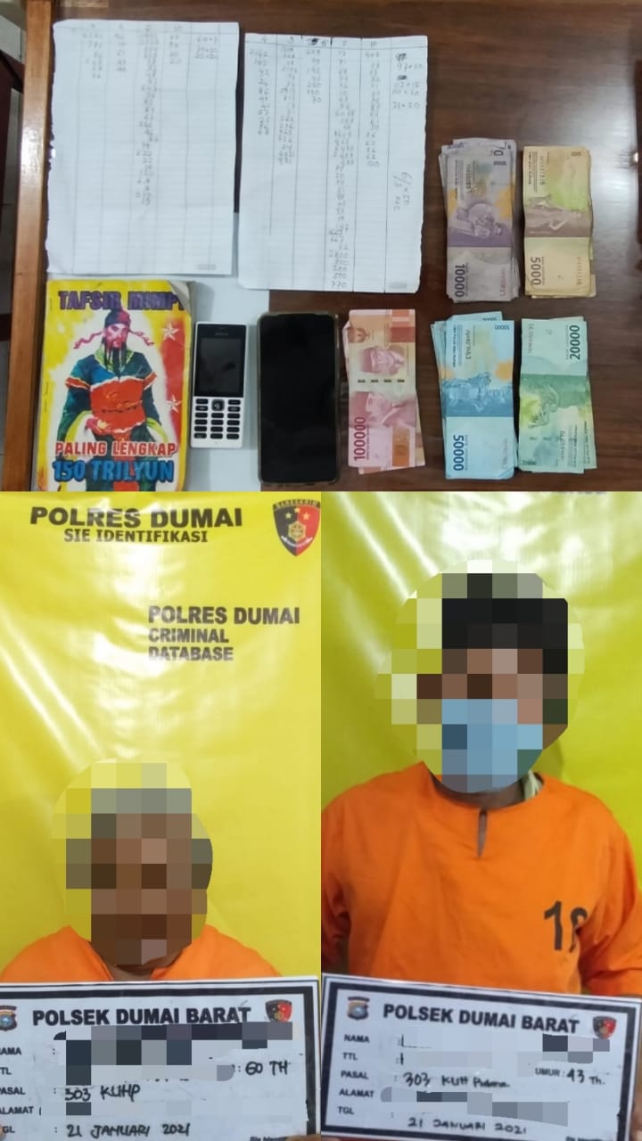 Polsek Dumai Barat Kota Dumai Ringkus Dua Tersangka Kasus Perjudian Jenis Togel Dan KIM