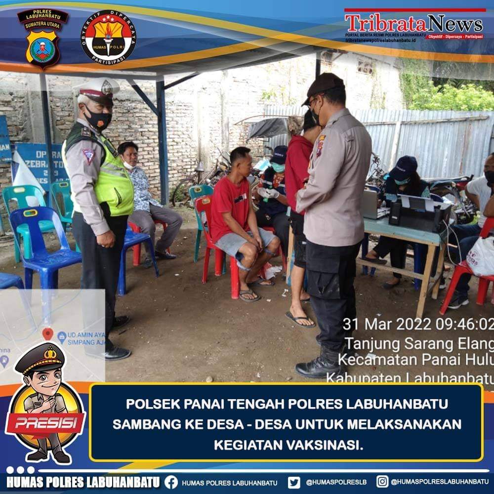 Polsek Panai Tengah Polres Labuhanbatu Sambang ke Desa-desa untuk Melaksanakan Vaksinasi