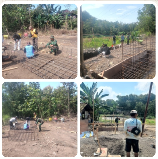 Anyam Besi Jembatan Garuda Dikebut, Babinsa dan Warga Bergotong Royong Bergilir Bangun Akses Harapan