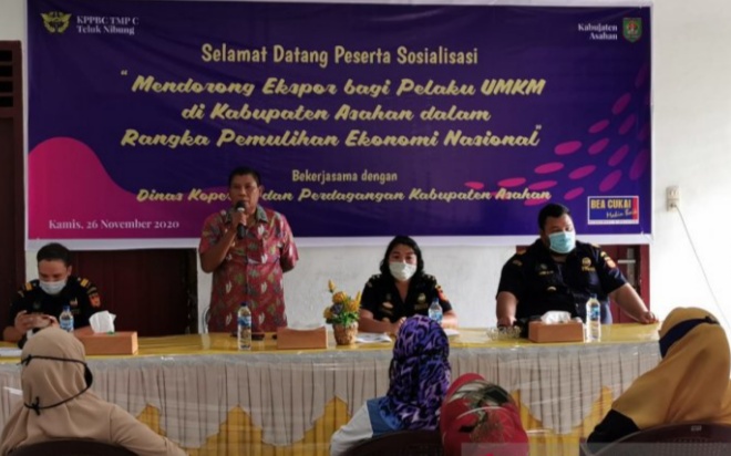 Diskopdag Asahan  Bekerjasama Dengan KPPBC TMP - C  Gelar Sosialisasi Pemulihan Ekonomi Nasional