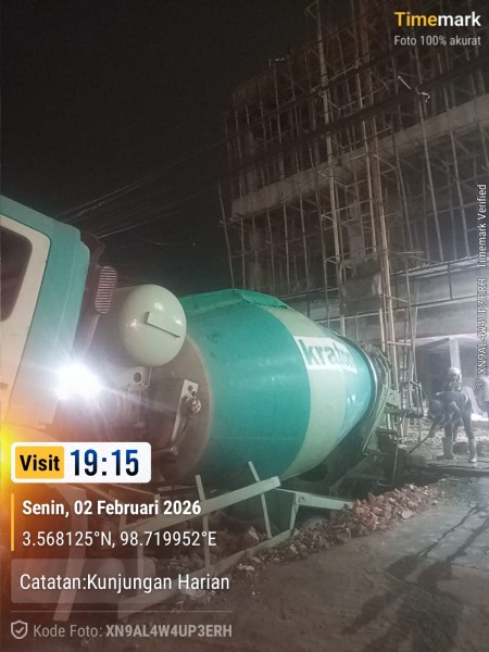 Truk Molen Rubuhkan Drainase,  Pembangunan Tiga Unit Ruko Di Menteng Raya Medan Tak Pasang Plank PBG