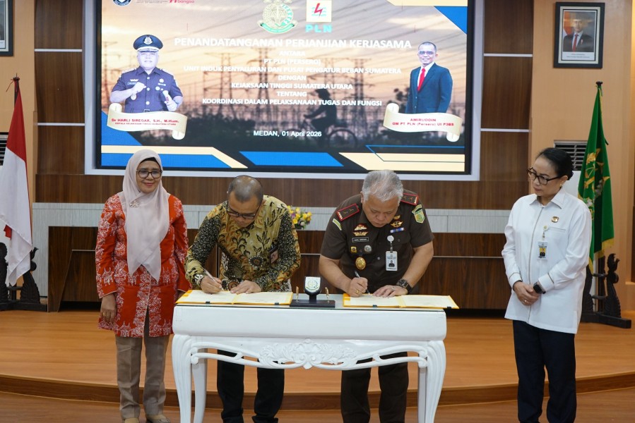 Kejati Sumut Tandatangan Perjanjian Kerjasama Dengan PT.PLN (Persero) Unit Induk Penyaluran dan Pengaturan Beban Sumatera Utara