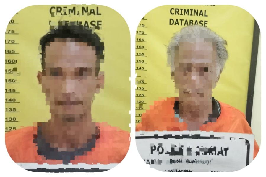 Dua Pria Diduga Pelaku Penebangan Liar Diamankan Polsek Sungai Sembilan