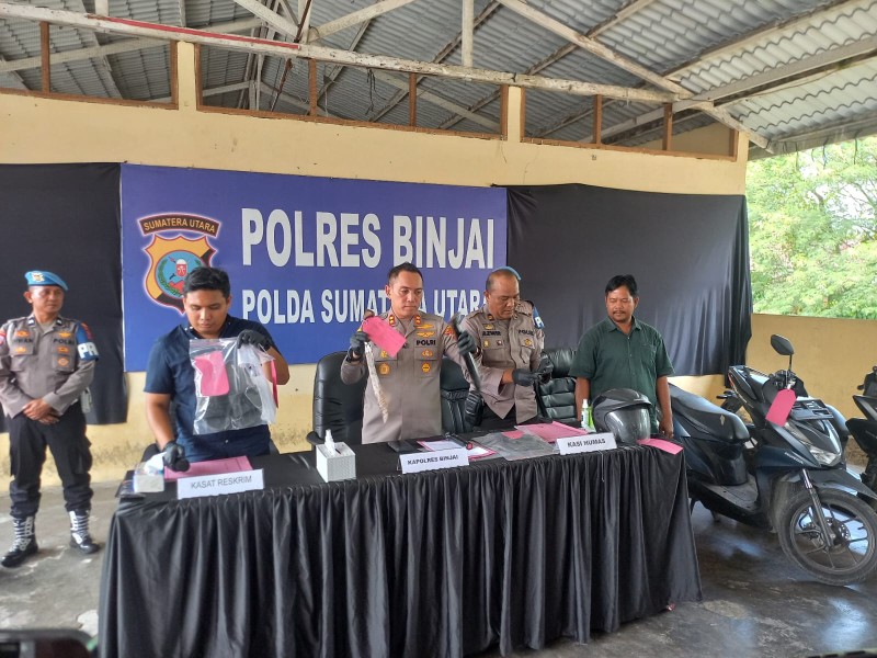 Polres Binjai Melakukan Pers Rilis Terhadap Begal Terhadap Anak Sekolah