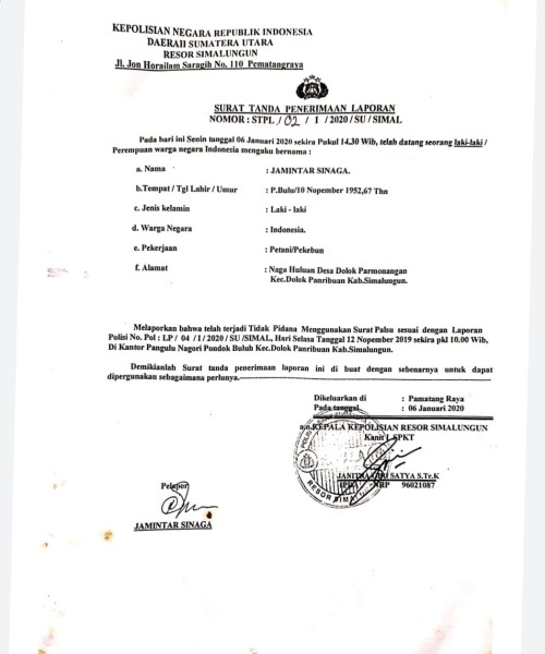 Laporan Pemalsuan Dokumen Tak Ditindaklanjuti Polres Simalungun, Ini Penjelasan Kapolres