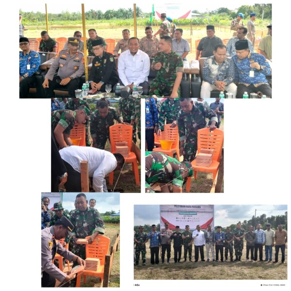 Wakil Walikota Sugiyarto, SE, bersama Dandim 0320/Dumai Letkol Inf Ronald Manurung, S.Sos Saksikan Peletakan Batu Pertama Secara Serentak Pembangunan Fisik 80.000 Gerai Pergudangan dan Kelengkapan Koperasi Merah Putih
