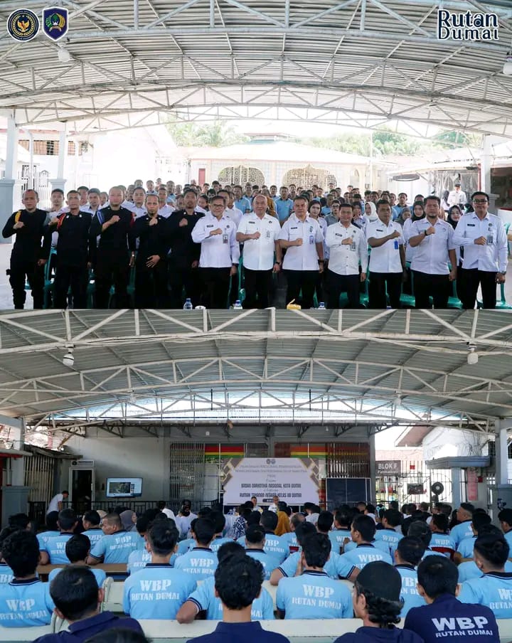 Rutan Dumai dan BNNK Dumai Sinergi Menggelar Penyuluhan dan Tes Urin Kepada Petugas dan WBP