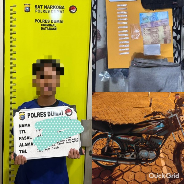 Polres Dumai Lawan Narkoba, Satu Orang Pelaku Dengan Barang Bukti Shabu Diamankan