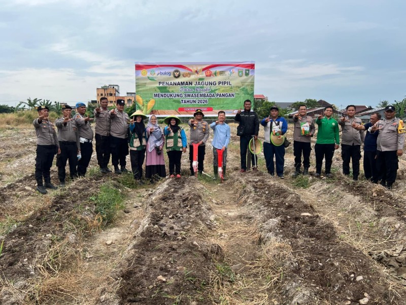 Polres Dumai Dukung Ketahanan Pangan, Polsek Dumai Kota Tanam Jagung Pipil di Lahan Seluas 1 Hektar