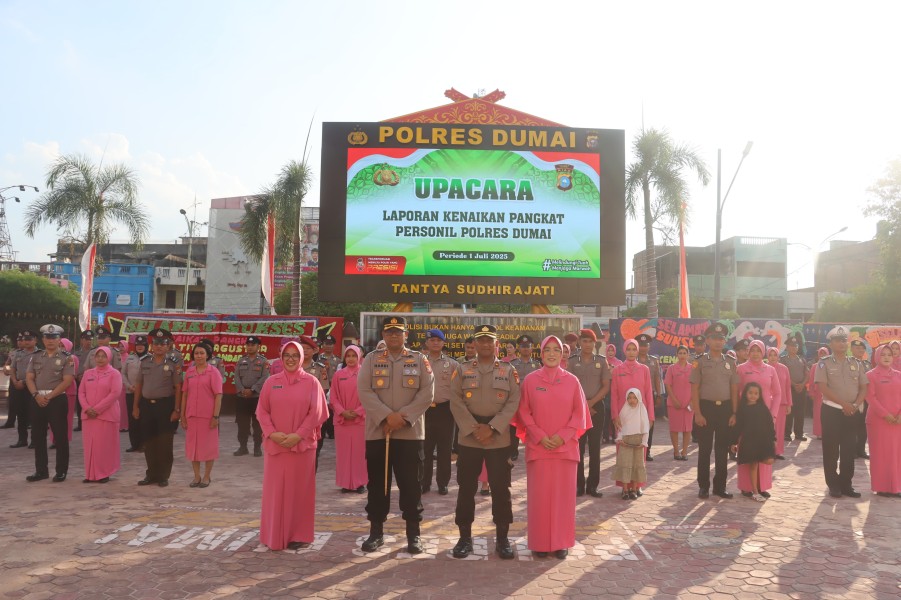 Mapolres Dumai Upacara Dan Syukuran Kenaikan Pangkat Personil Polres Dumai Periode 01Juli 2025