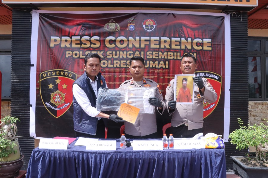 Polsek Sungai Sembilan Polres Dumai Rilis Pengungkapan Kasus Pembunuhan, Pelaku Berhasil Ditangkap