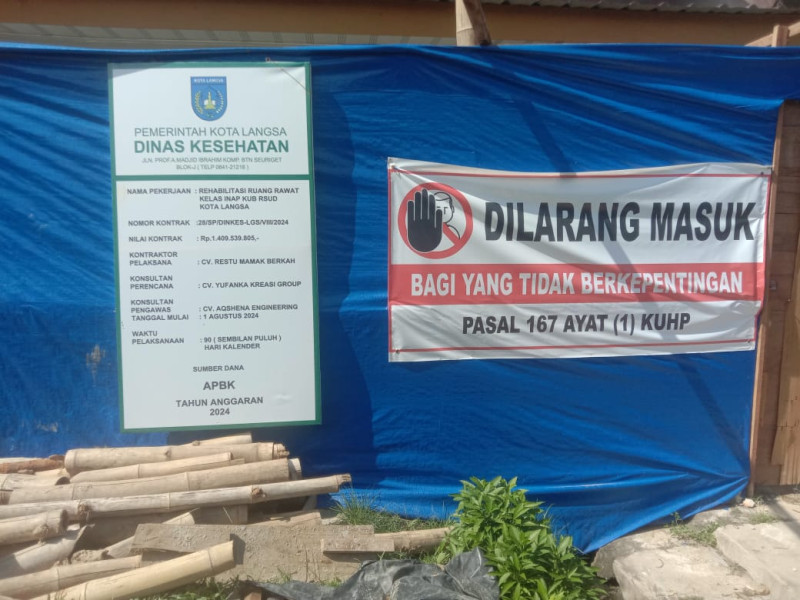 Proyek Miliaran di RSUD Langsa Dinilai Sangat Tertutup, Luput dari Pantauan Publik!