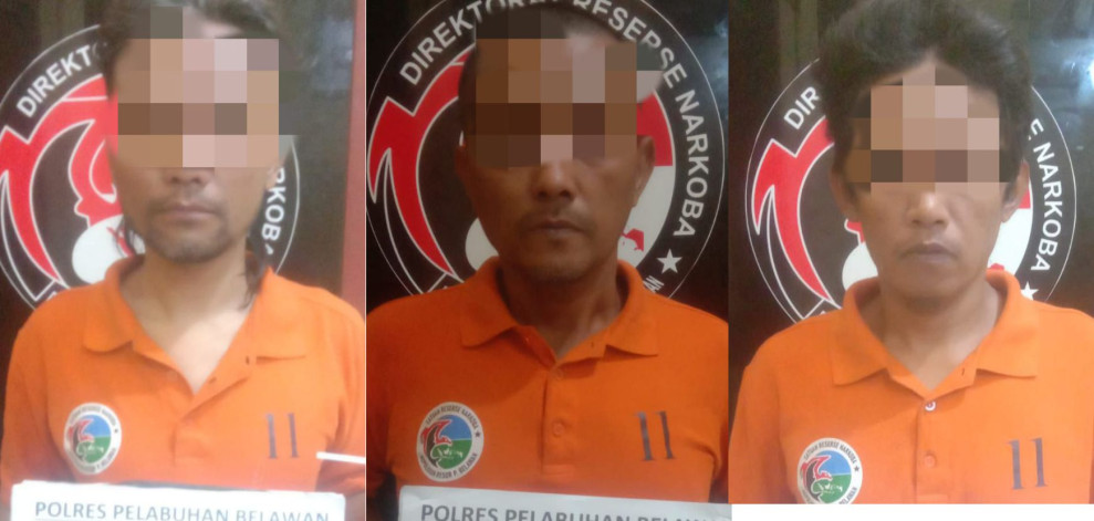 Sat Narkoba Polres Pelabuhan Belawan Tangkap 2 Pengedar dan 1 Pengguna Shabu di Jalan Rawe 6