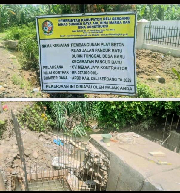 Proyek Plat Beton Rp397 Juta di Pancur Batu Distop Warga, Diduga Dikerjakan Asal Jadi