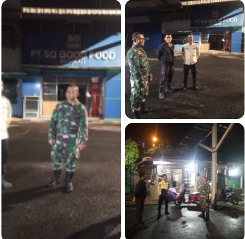 Patroli Wilayah dan Komsos, Bati Bakti TNI Koramil 04/Teras Perkuat Sinergi Keamanan dengan Security PT So Good Food