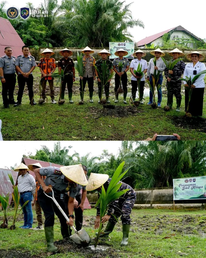 Dukung Ketahanan Pangan Nasional, Rutan Dumai Ikuti Penanaman Pohon Kelapa Serentak