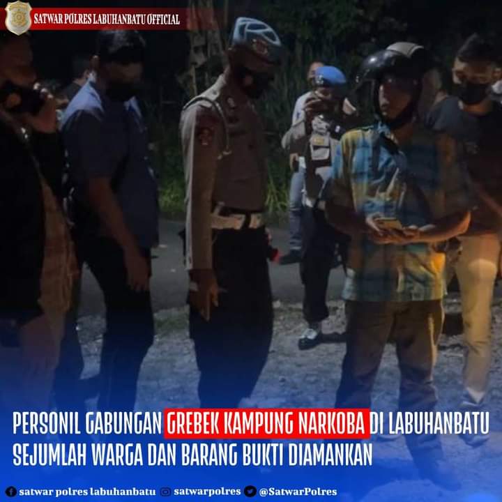 65 personel lakukan Gerebek Kampung Narkoba Dipimpin Kabag Ops.Polres Labuhanbatu