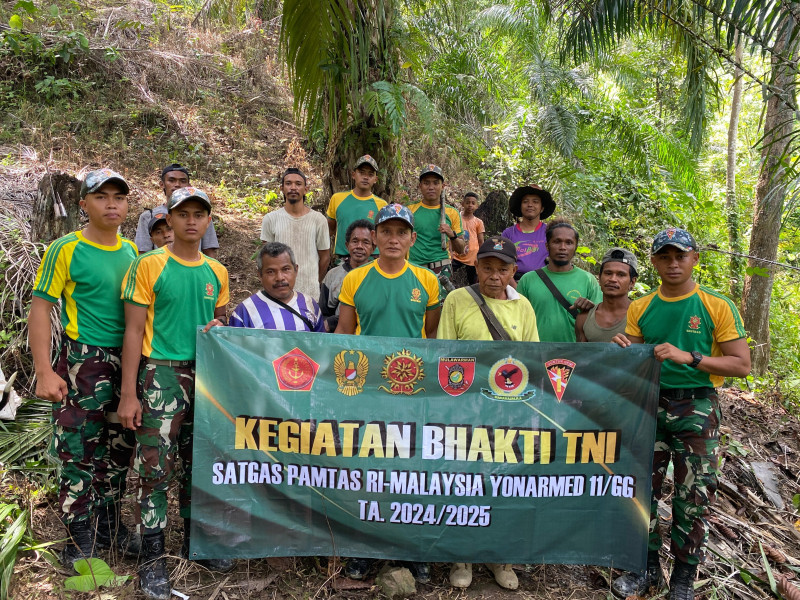 Satgas Pamtas Yonarmed 11 Kostrad Bangun Saluran Mata Air di Wilayah Perbatasan