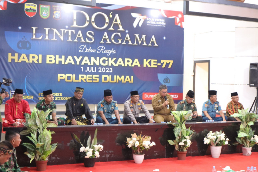 Dalam Rangka Hari Bhayangkara Ke – 77 Tahun 2023 , Polres Dumai Gelar Doa Lintas Agama