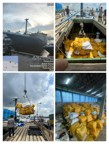 KPPBC TMP B Dumai  Amankan Kapal Asing Berbendera Malaysia Bermuatan Pakaian Bekas Ilegal