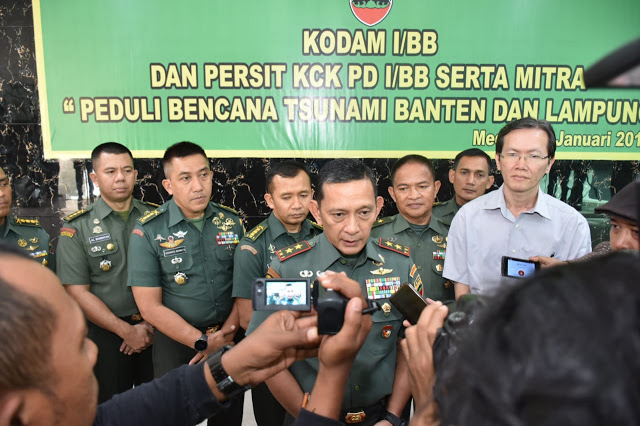 Kodam I/BB Kirim Bantuan Dana kepada Korban Tsunami Banten dan Lampung