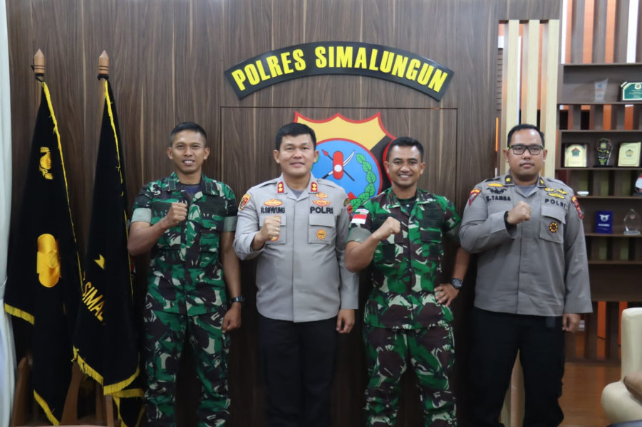 Tingkatkan Sinergitas TNI-Polri, Danyonif 122/TS Kunjungi Kapolres Simalungun