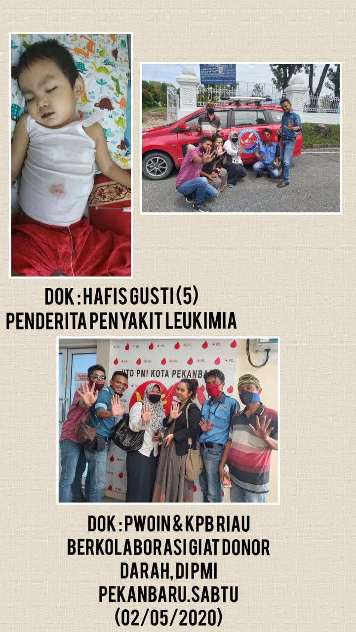 16 Kantong Dibutuhkan Bocah berusia Enam Tahun, PWOIN dan KPB didukung LIRA Riau lakukan Giat Donor 