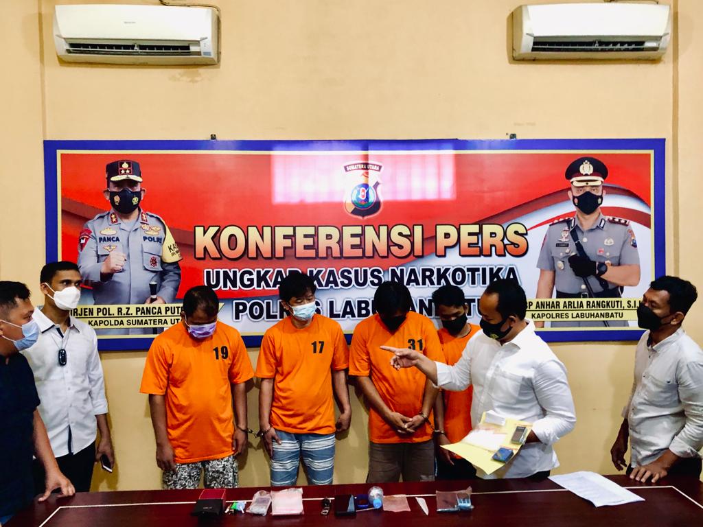 POLRES LABUHANBATU UNGKAP PEREDARAN NARKOTIKA JARINGAN ACEH, RANTAUPRAPAT DAN BILAH HILIR 