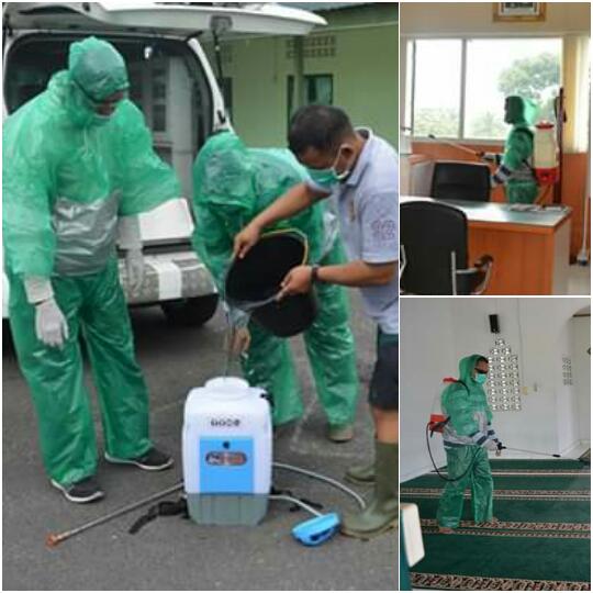 Antisipasi Virus Corona, Korem 022/PT Semprot Desinfektan ke Sejumlah Fasilitas Kantor