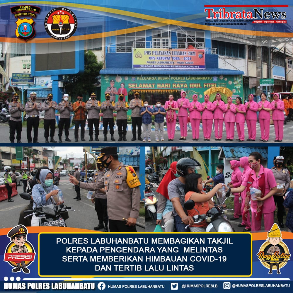 Polres Labuhanbatu bagi-bagi Takjil buat Masyarakat pengendera yang lintas di Pos Kota Rantauprapat