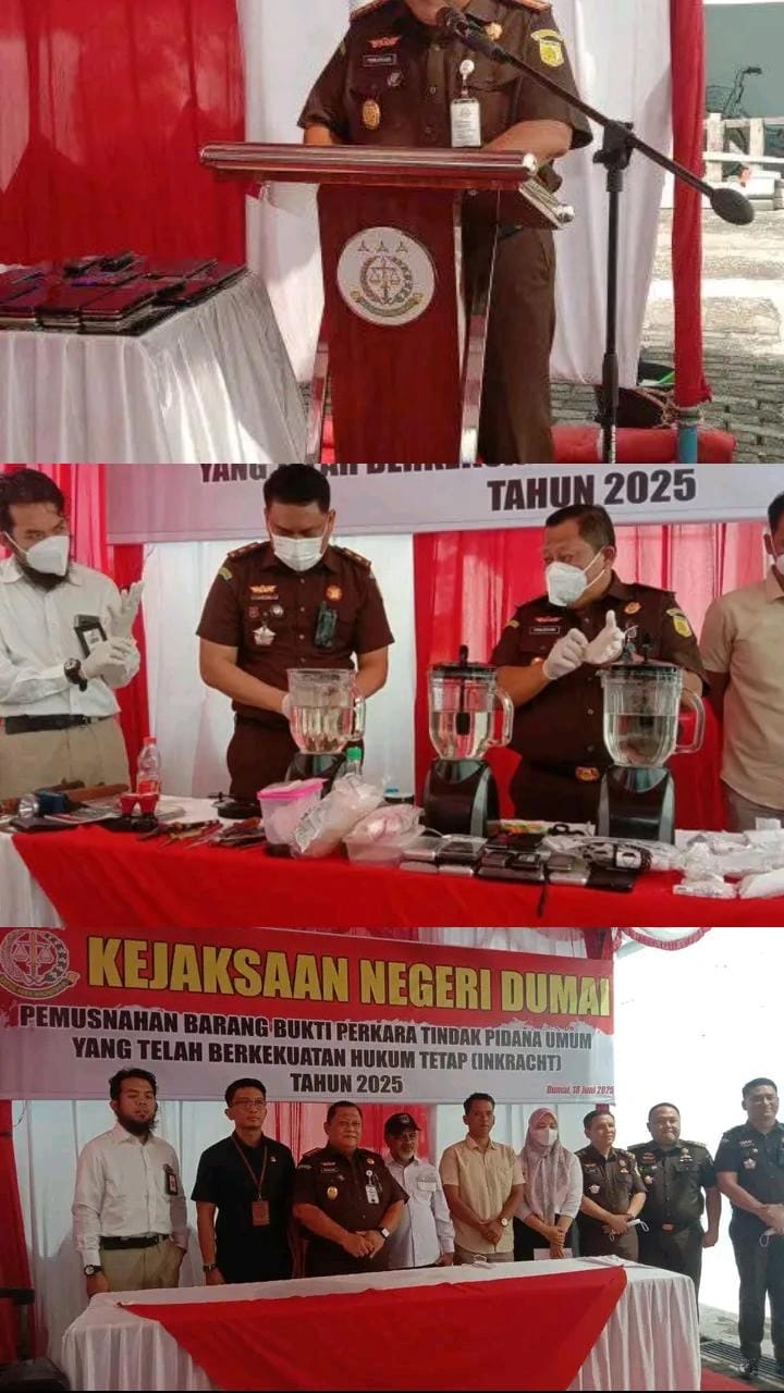 Kejaksaan Negeri Dumai Musnahkan Barang Bukti Perkara Tindak Pidana