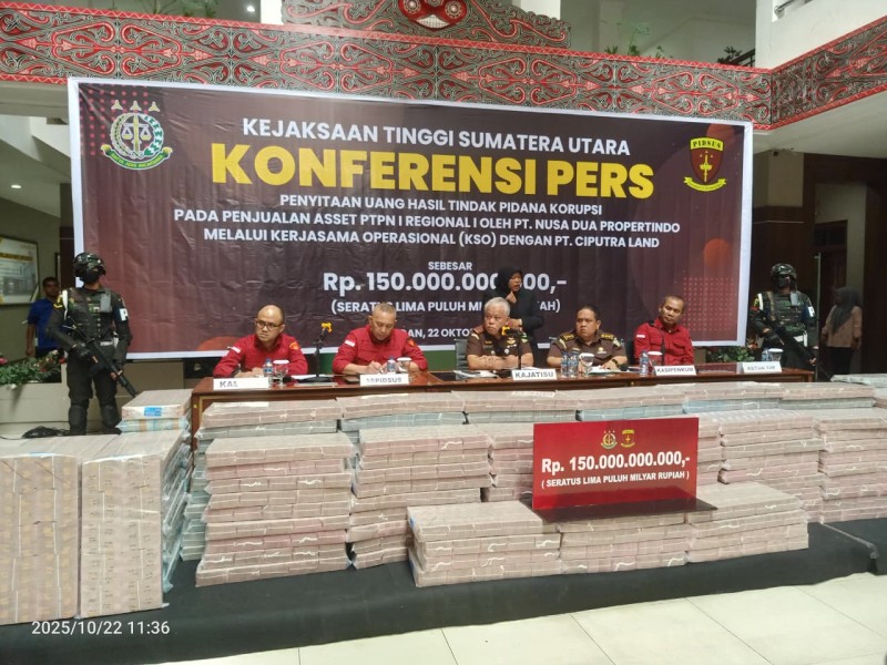 Perkara Tipikor Penjualan Aset PTPN I Regional I, Penyidik Kejatisu Amankan Uang 150 Miliar Rupiah dari PT.DMKR