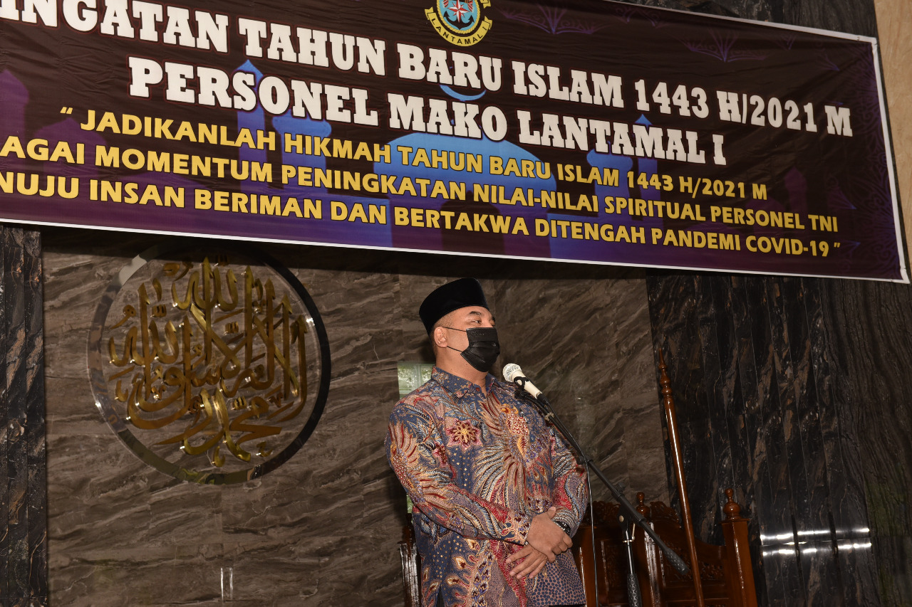 Lantamal I Belawan Peringati Tahun Baru Islam1443 H Di Mesjid Al-Abrar Mako Lantamal I