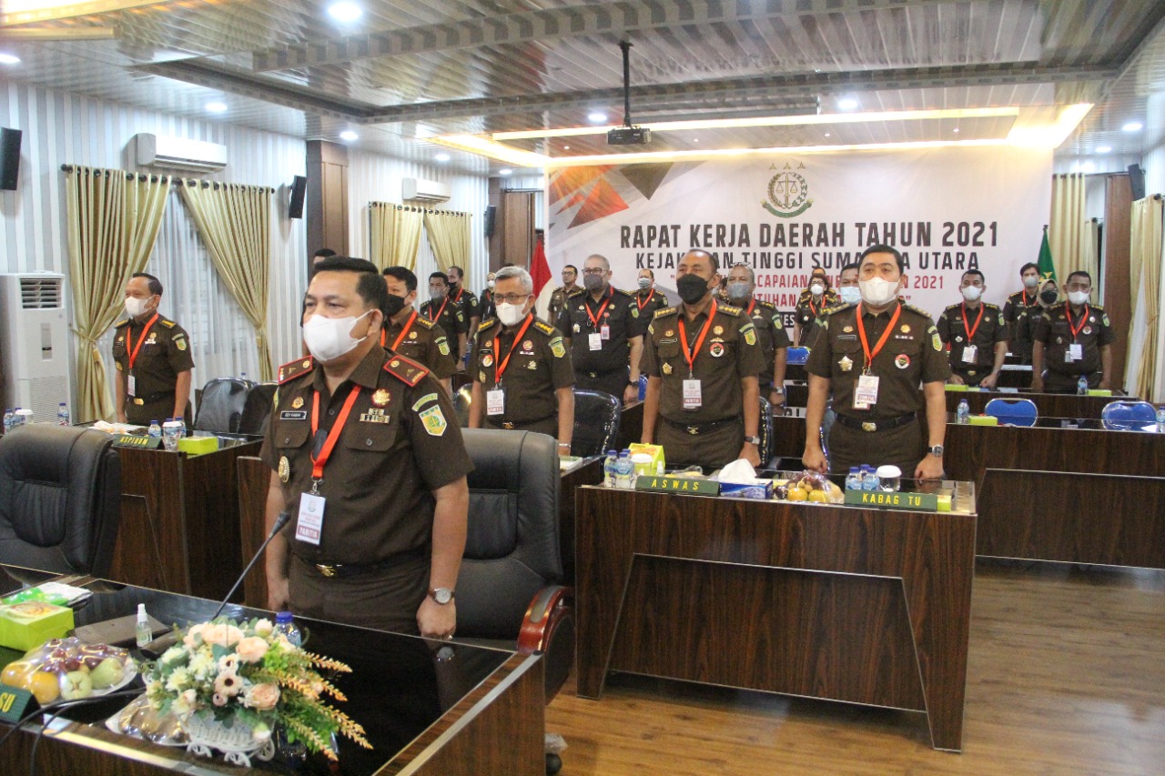 Rakerda Kejati Sumut Diikuti 28 Kejari dan 9 Cabjari, Para Kajari Sampaikan Capaian Kinerja 2021