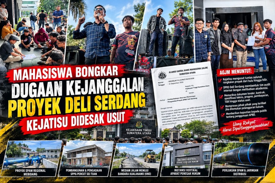 AGJM Bawa Dugaan Kejanggalan Proyek APBD Deli Serdang Puluhan Miliar ke Kejatisu