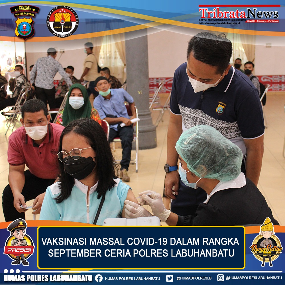 Vaksinasi Covid 19 massal September Ceria Polres Labuhanbatu di gelar di Mapolres Labuhanbatu