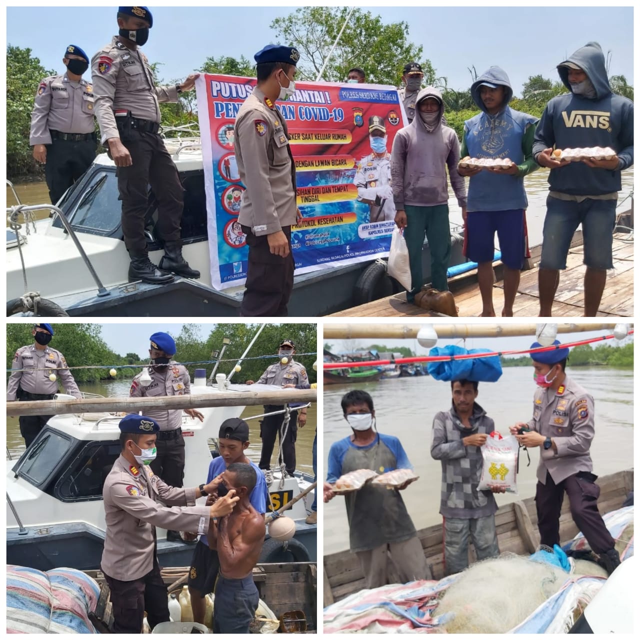 Sat Pol Air Polres Sergai Berikan Bantuan Sosial   Masyarakat Nelayan Pesisir
