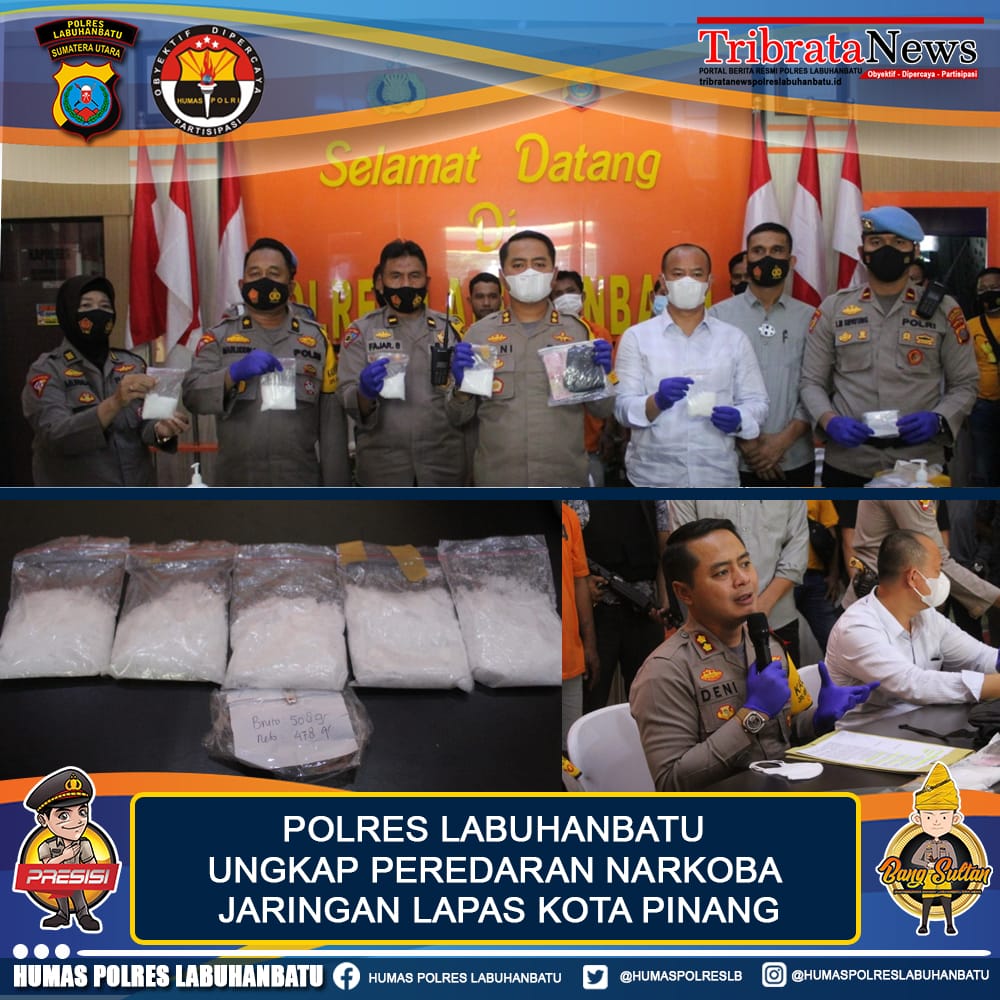 Kapolres Labuhanbatu melakukan konfrensi Pers terkait jaringan narkoba di lapas Kotapinang 