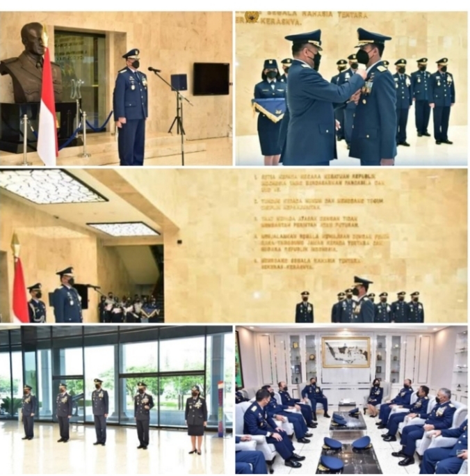 Kasau Atas Nama Pemerintah Menganugerahkan Bintang Swa Bhuwana Paksa kepada 5 Pati TNI AU