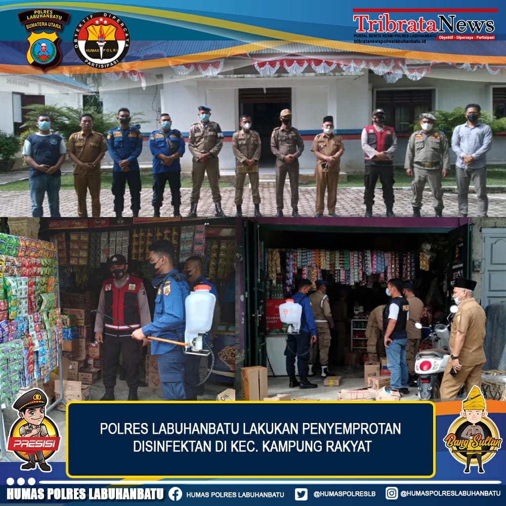 Polres Labuhanbatu melaksanakan penyemprotan Disinfektan di Kampung Rakyat Labusel