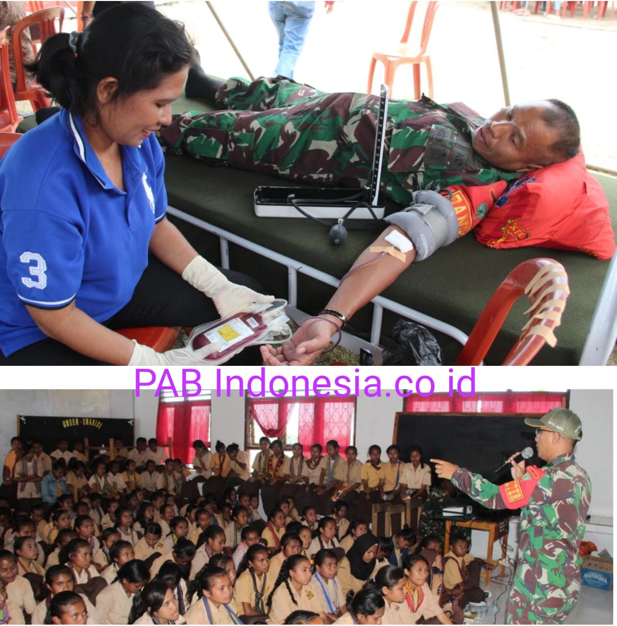 Peringati HKN ke - 55, Satgas Pamtas RI-RDTL Yonif 132/BS, Gelar  Donor Darah dan Pengobatan Gratis