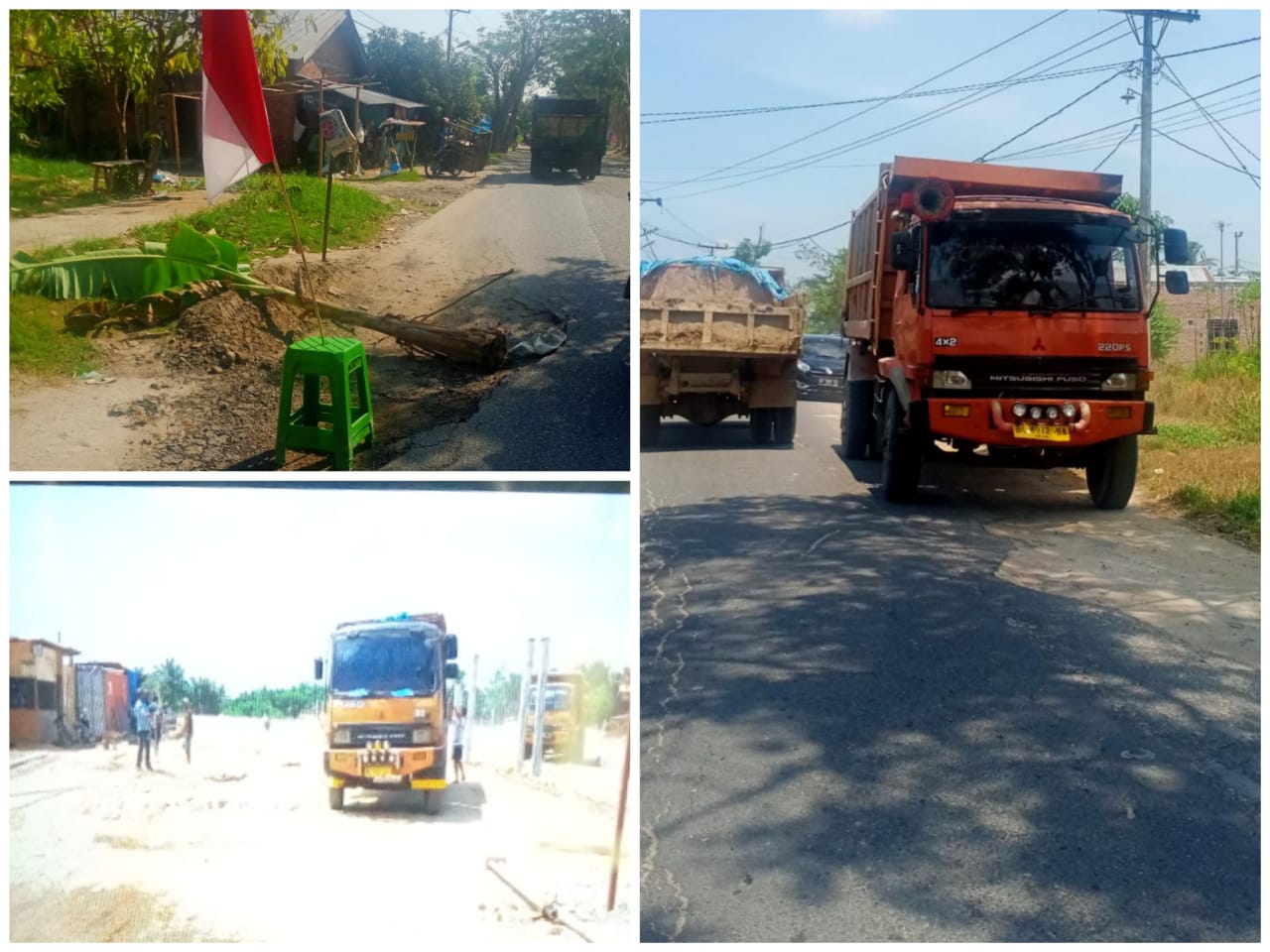 Truck Pengangkut Material Pembangunan PT Niaga  Hancurkan Jalan, Warga Kesal Tanam Pohon Pisang 