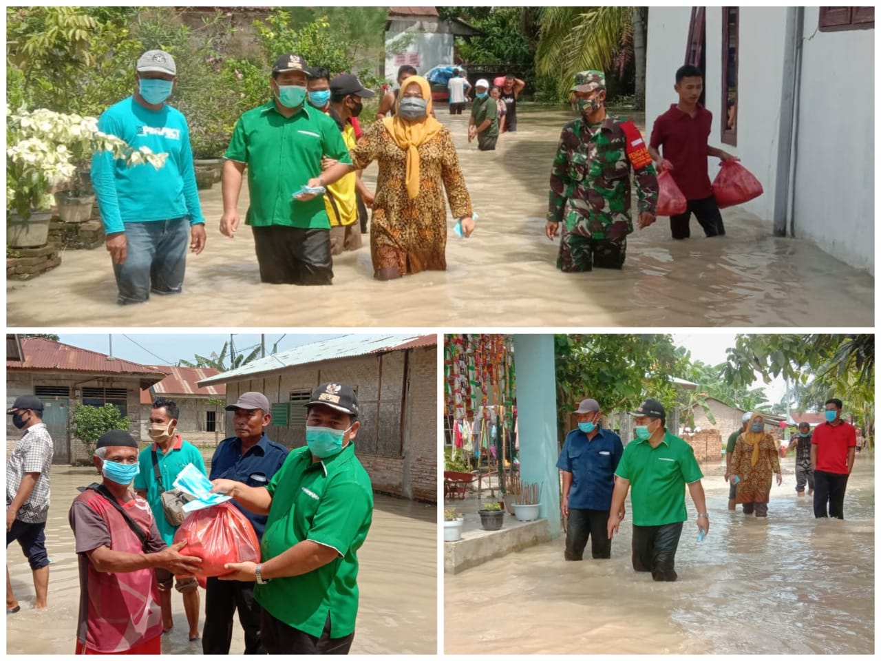 Tinjau Warganya Terdampak Banjir, Kades Paya Lombang  Berikan Bantuan 