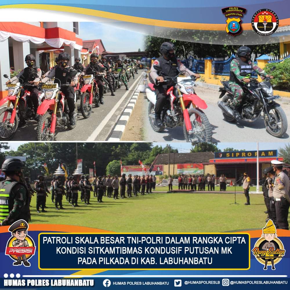 TNI-POLRI Melaksanakan Patroli  Skala Besar di Labuhan Batu