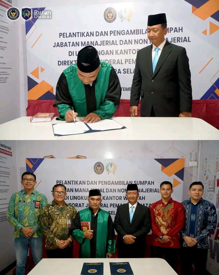 Plt Kepala Rutan Dumai Dilantik Menjadi Kepala Bapas Kelas I Palembang