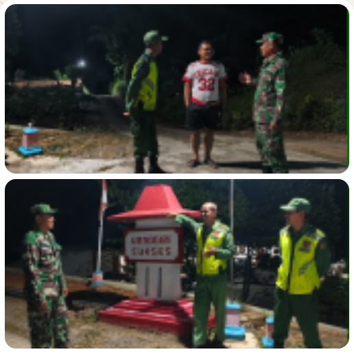 Patroli Malam, Anggota Koramil 18/Girimarto Bersama Linmas Jaga Keamanan Wilayah